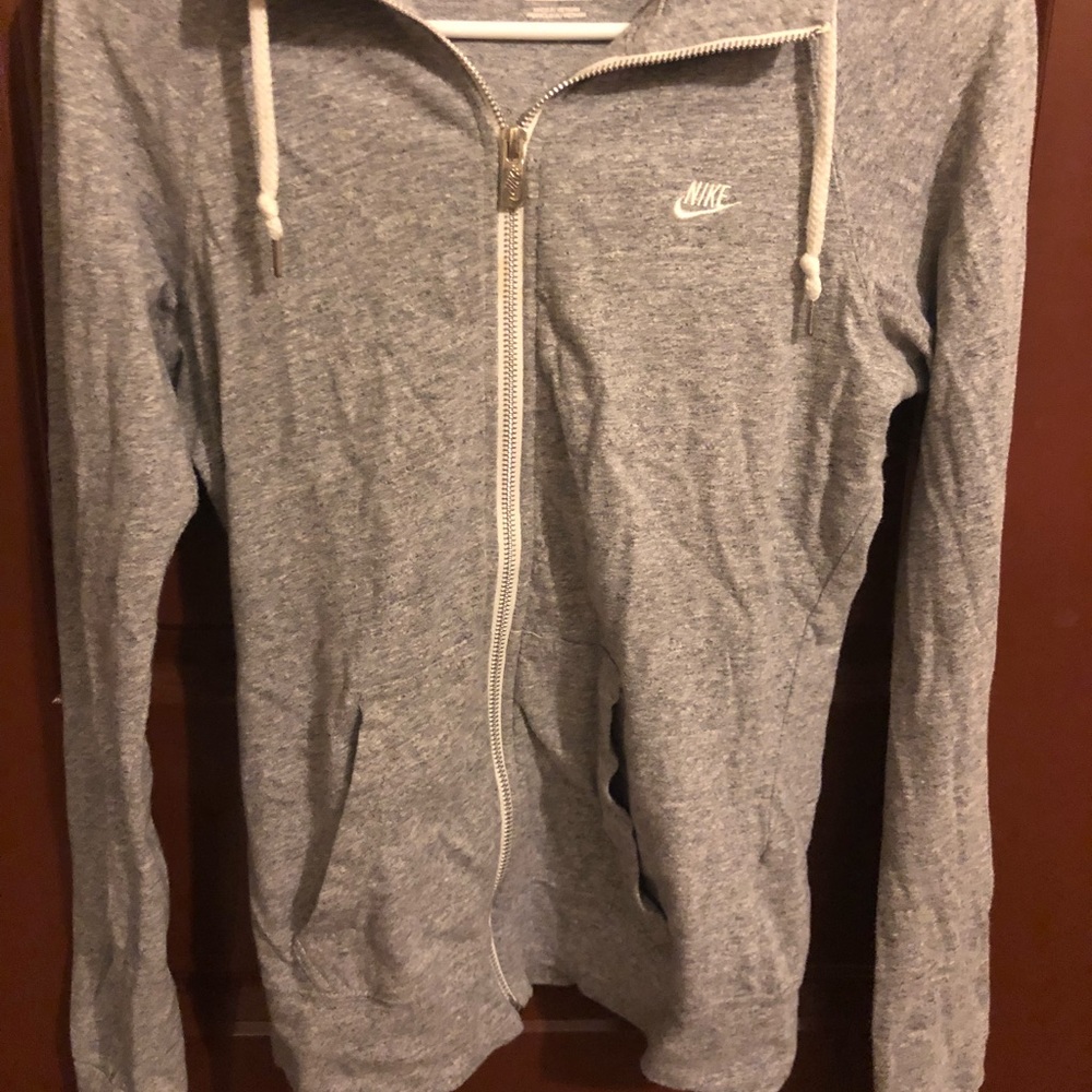 Grey Nike zip up hoodie